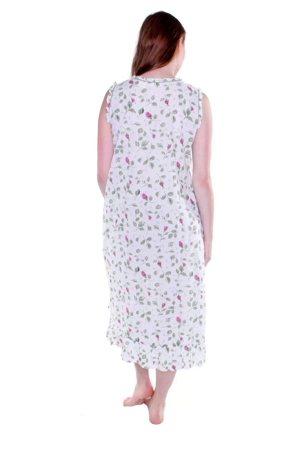 La Cera™ La Cera Sleeveless Rose Vine 100% Cotton Gown