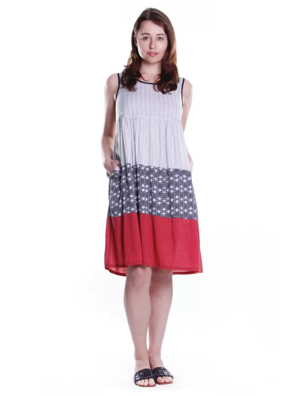 La Cera™ La Cera Sleeveless Tiered Rayon Dress