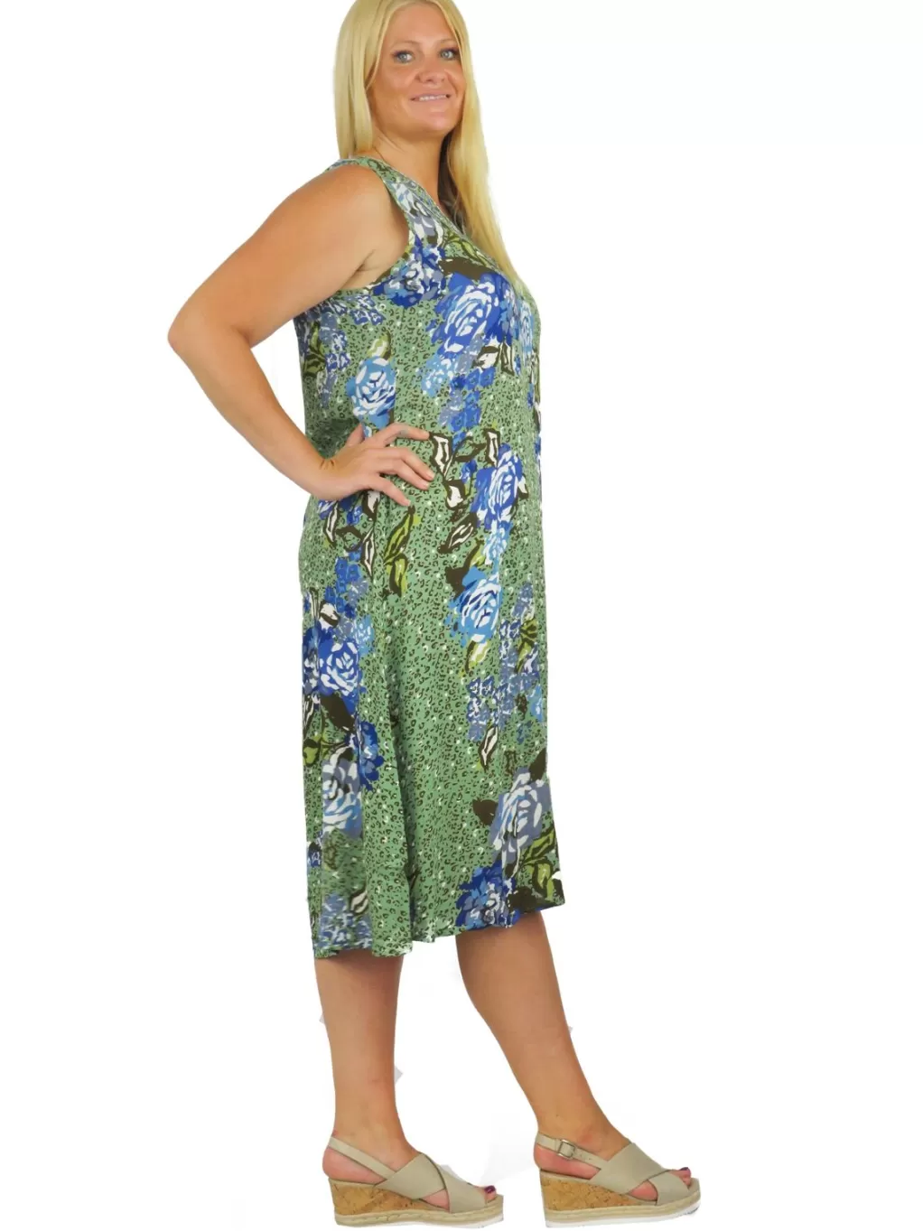 La Cera™ La Cera Sleeveless V-Neck Artistic Floral Dress - Plus Size