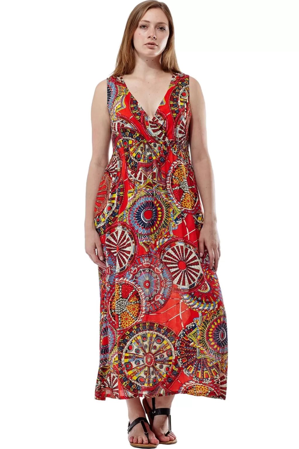 La Cera™ La Cera Sleeveless V-Neck Maxi Dress