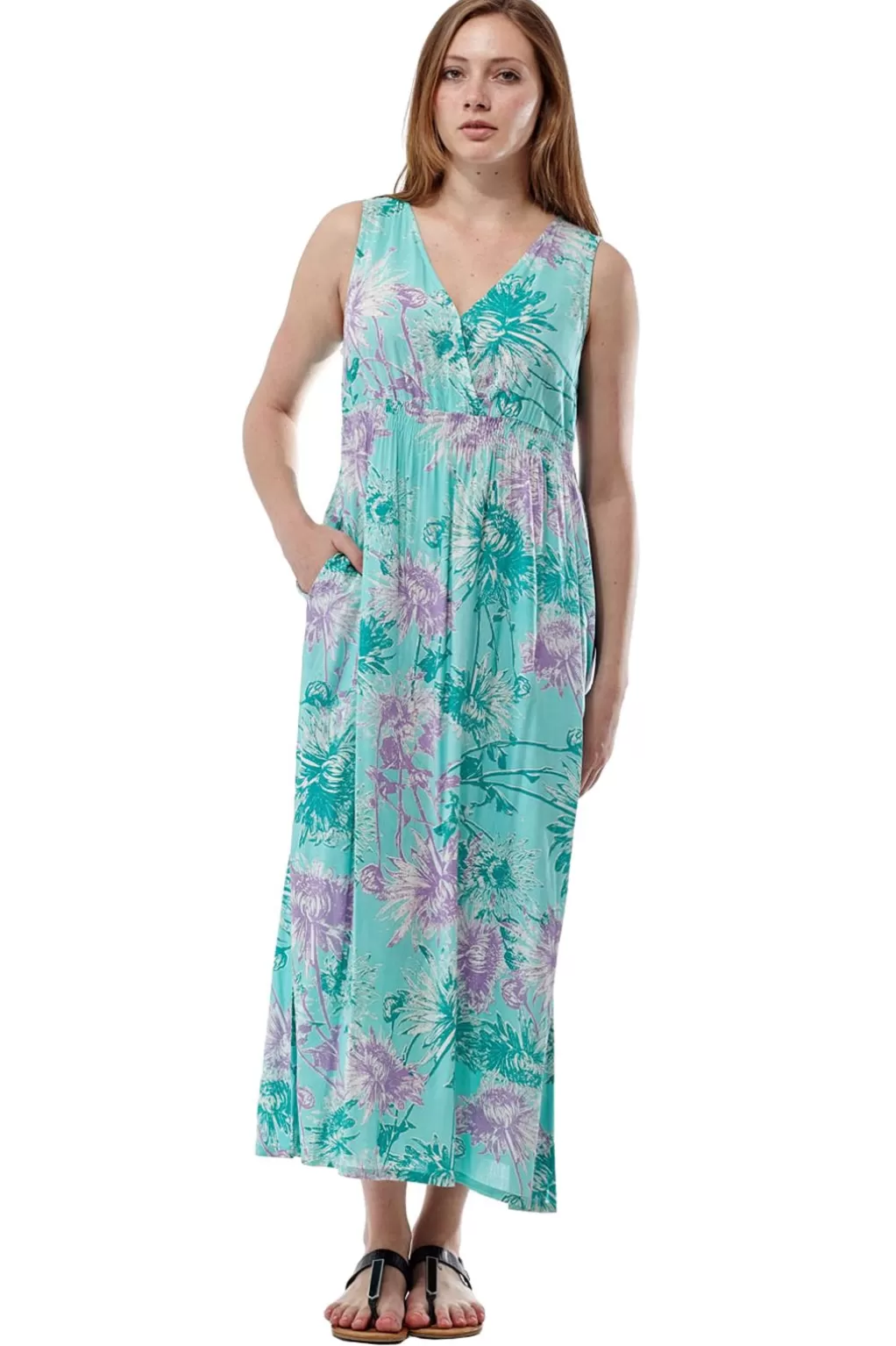 La Cera™ La Cera Sleeveless V-Neck Maxi Dress