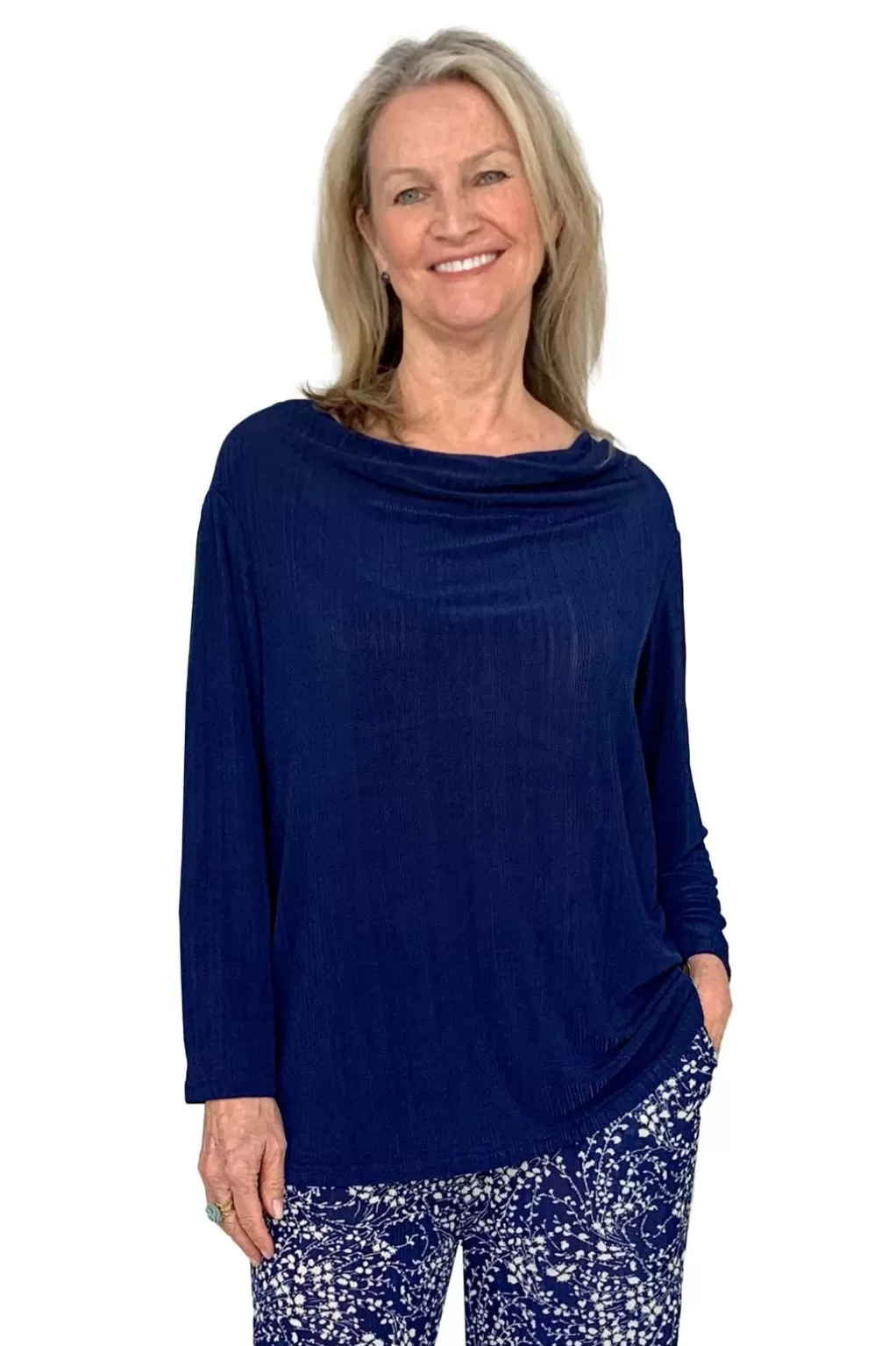 La Cera™ La Cera Solid Cowl Neck Top