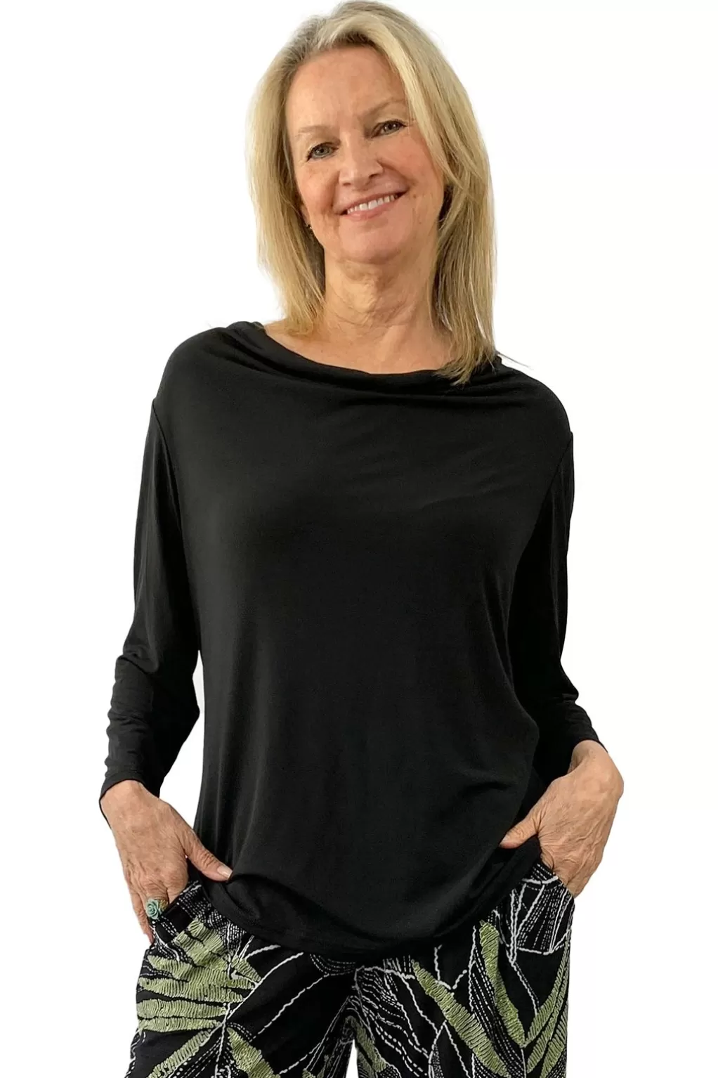 La Cera™ La Cera Solid Cowl Neck Top