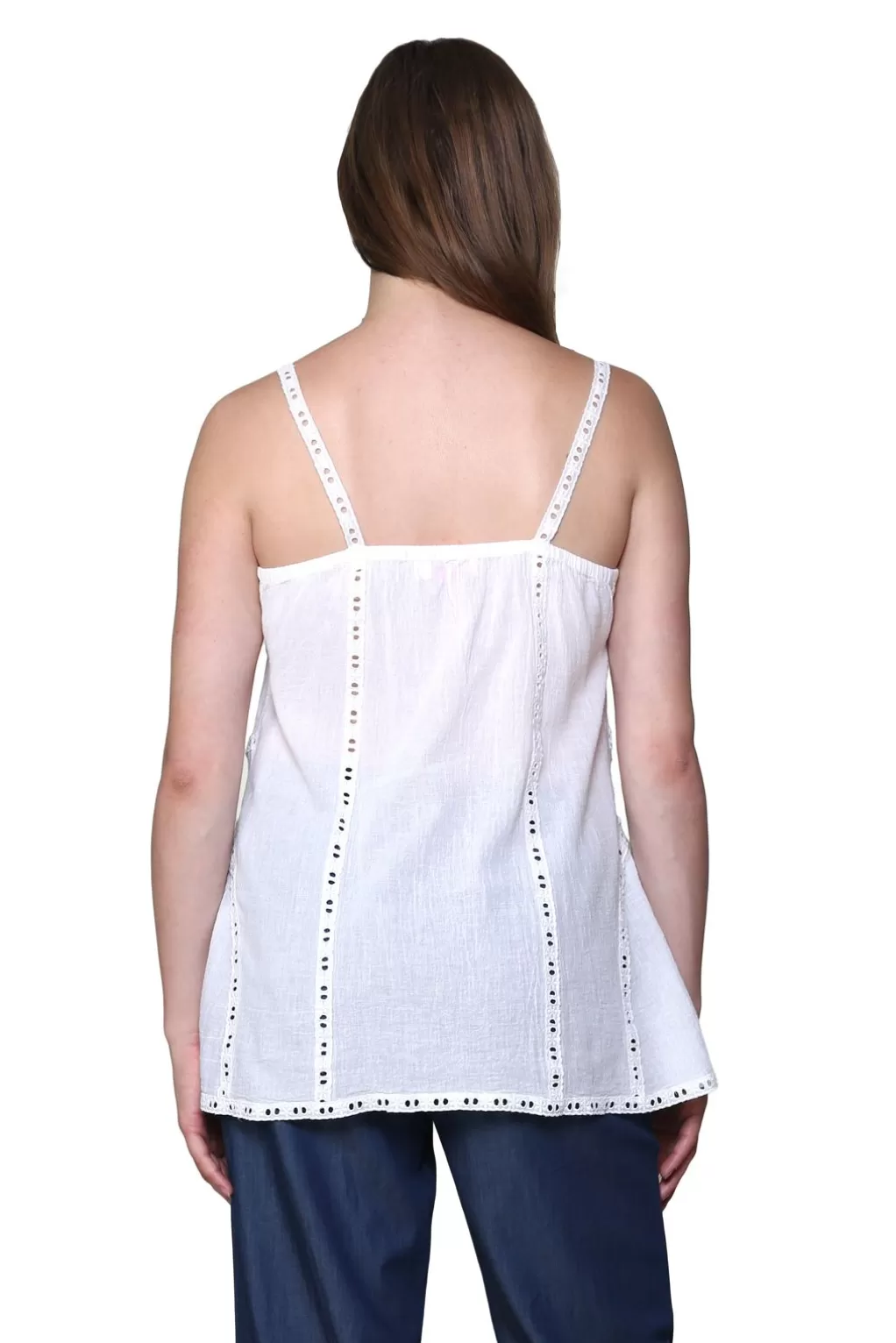 La Cera™ La Cera Spaghetti Strap Embroidered Top