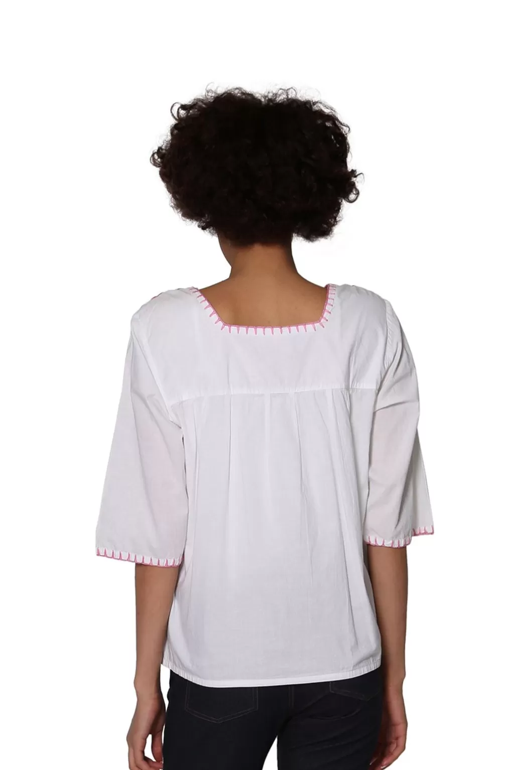 La Cera™ La Cera Square Neck Embroidered Top