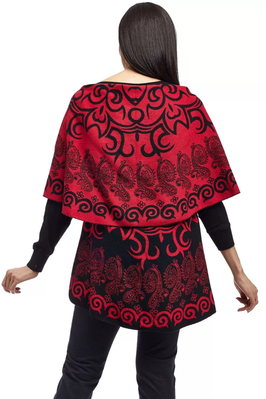 La Cera™ La Cera Swirl Patterned Shawl Poncho