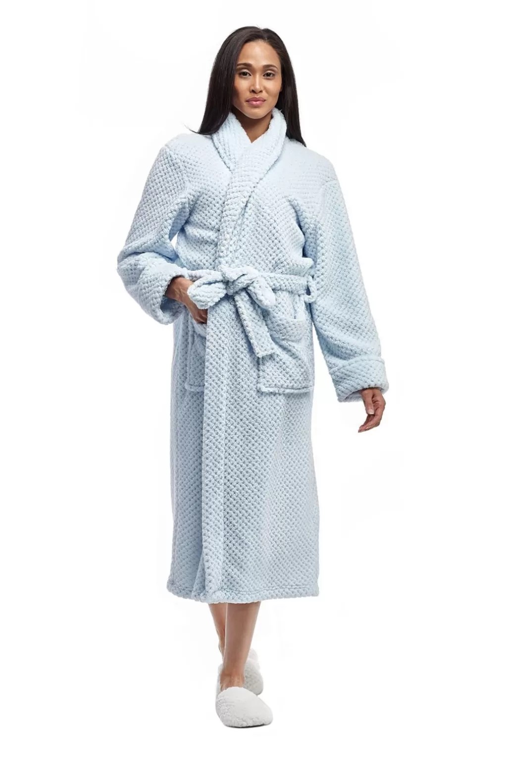 La Cera™ La Cera Textured Full Length Fleece Bath Robe