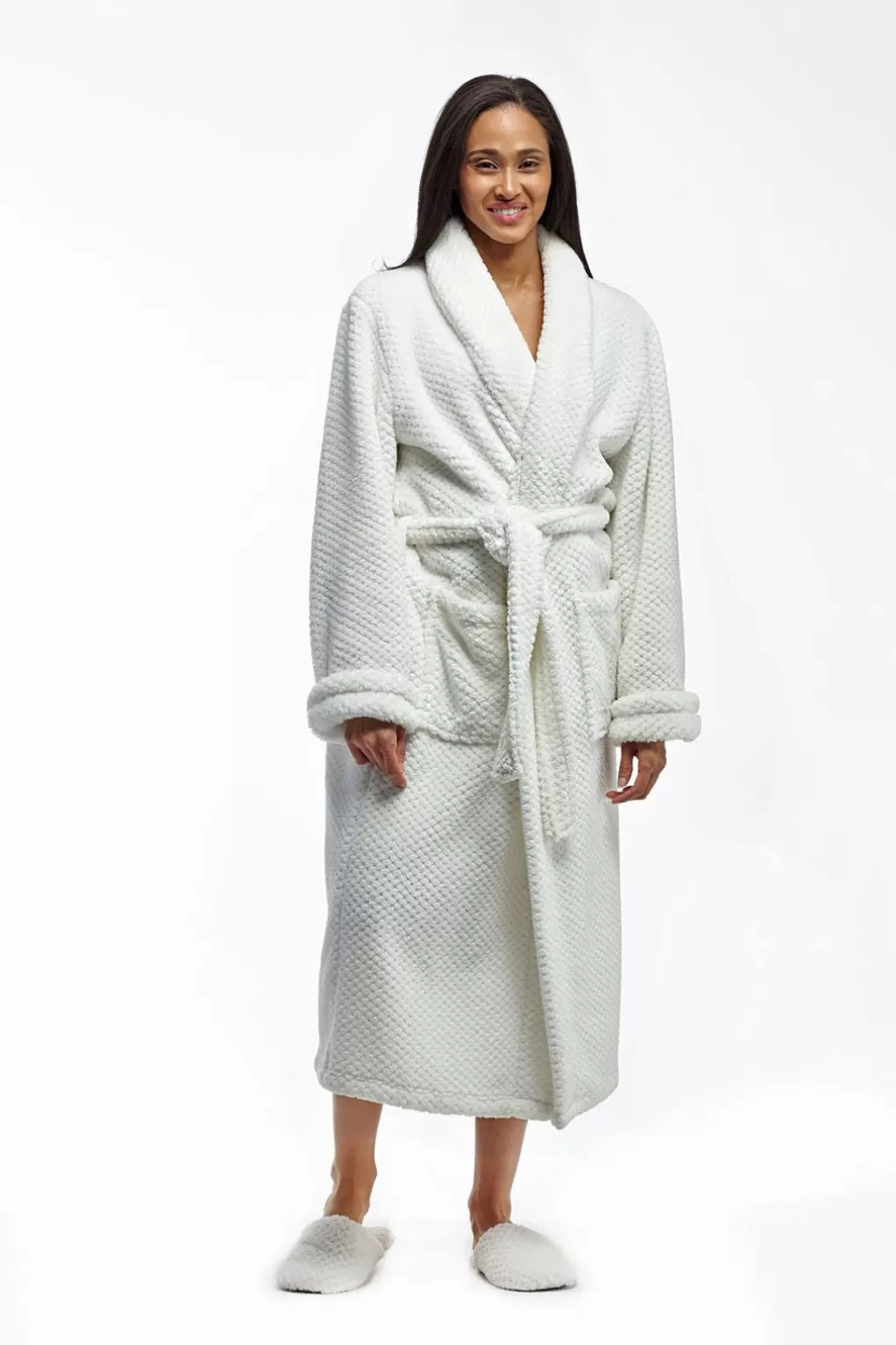 La Cera™ La Cera Textured Full Length Fleece Bath Robe