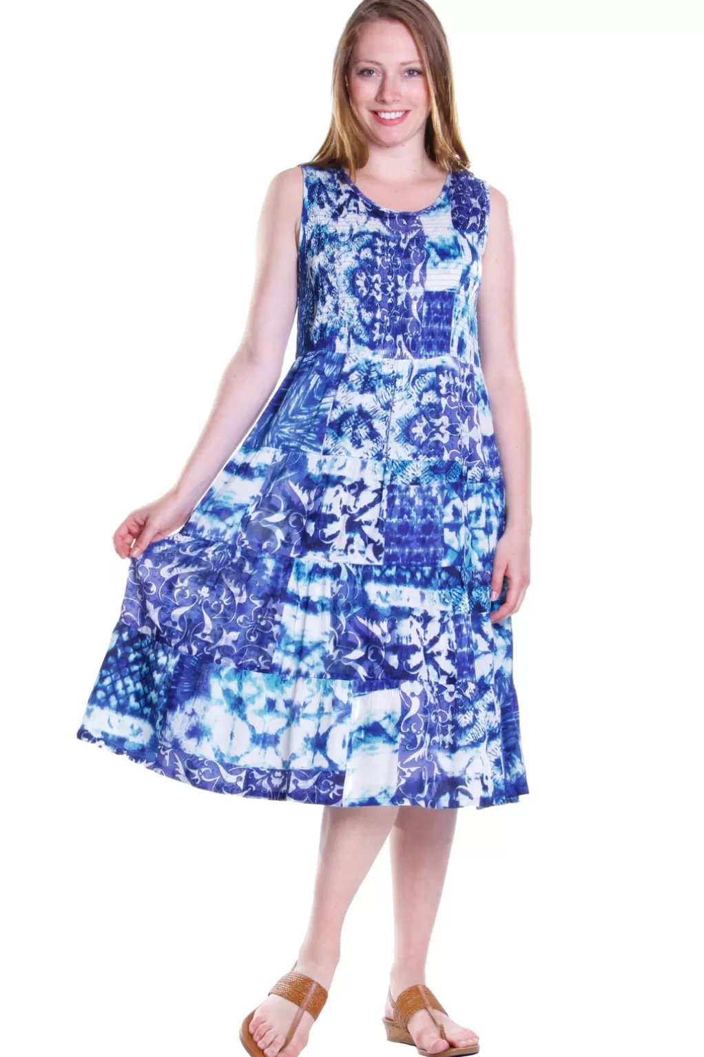 La Cera™ La Cera Tie Dye Sleeveless Dress