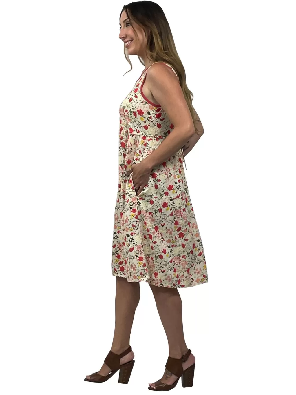 La Cera™ La Cera Tiered Rayon Print Dress