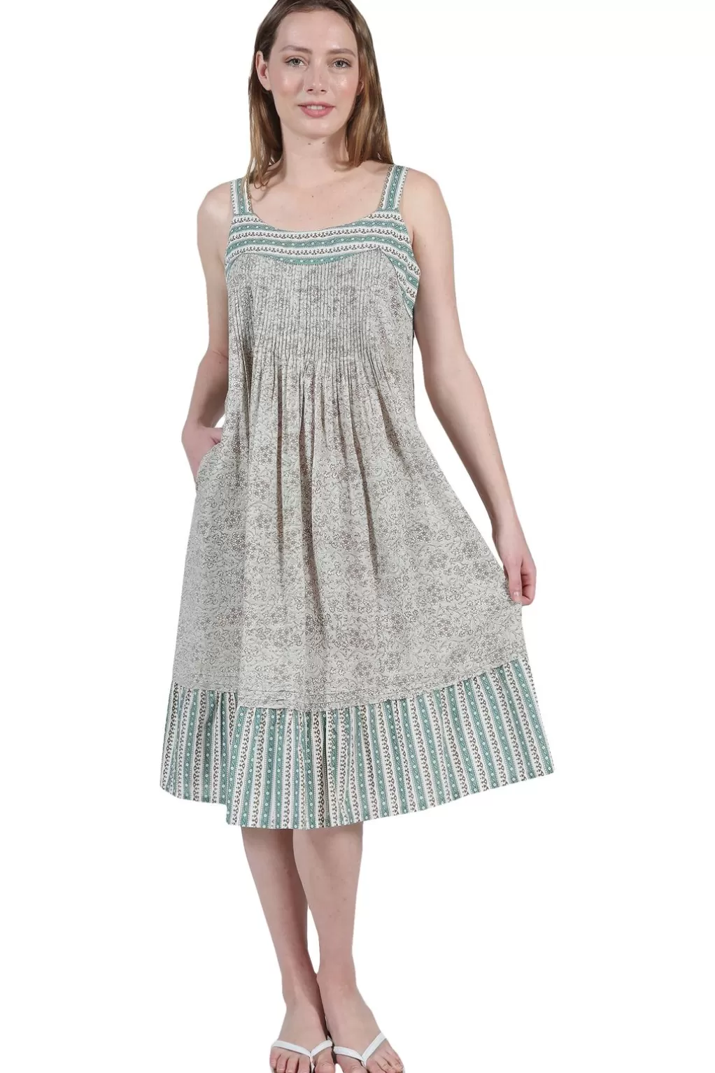 La Cera™ La Cera Vintage Print Pleat Front Gown