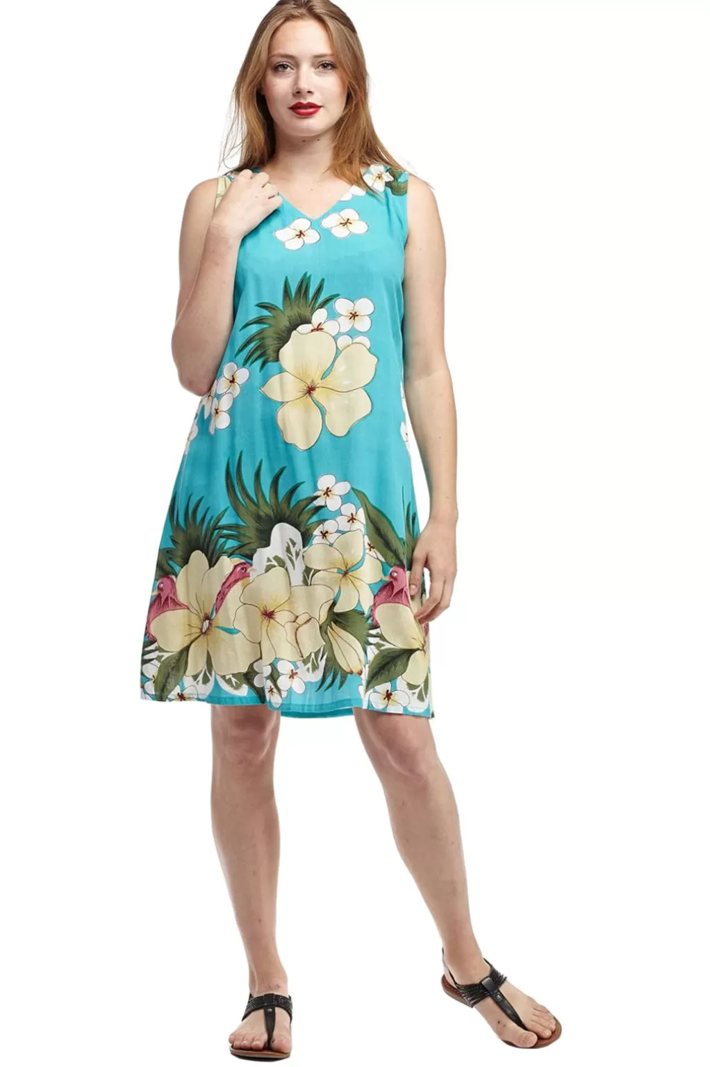 La Cera™ La Cera V-Neck Floral Sleeveless Short Dress
