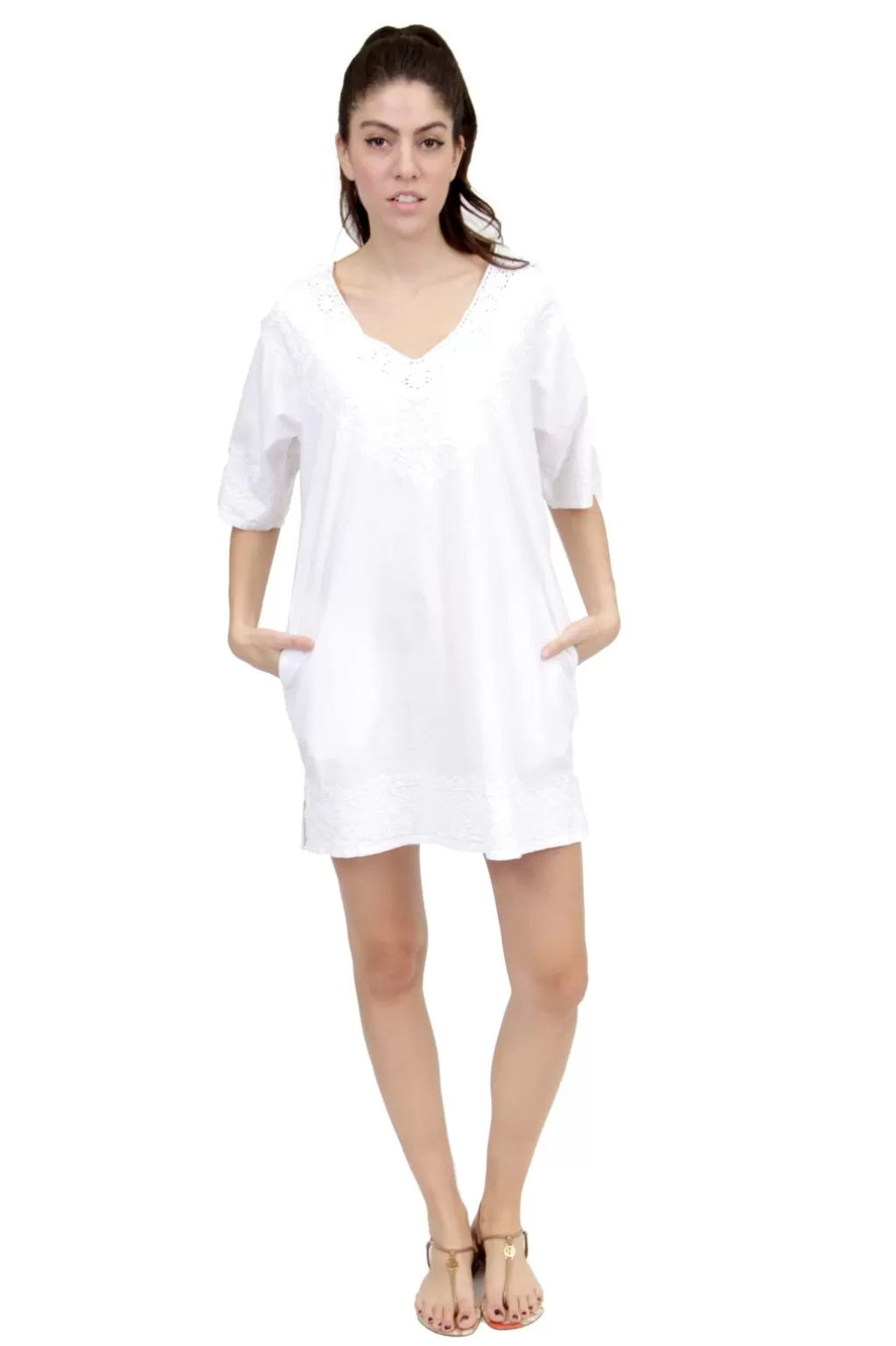La Cera™ La Cera White Embroidered Cover Up