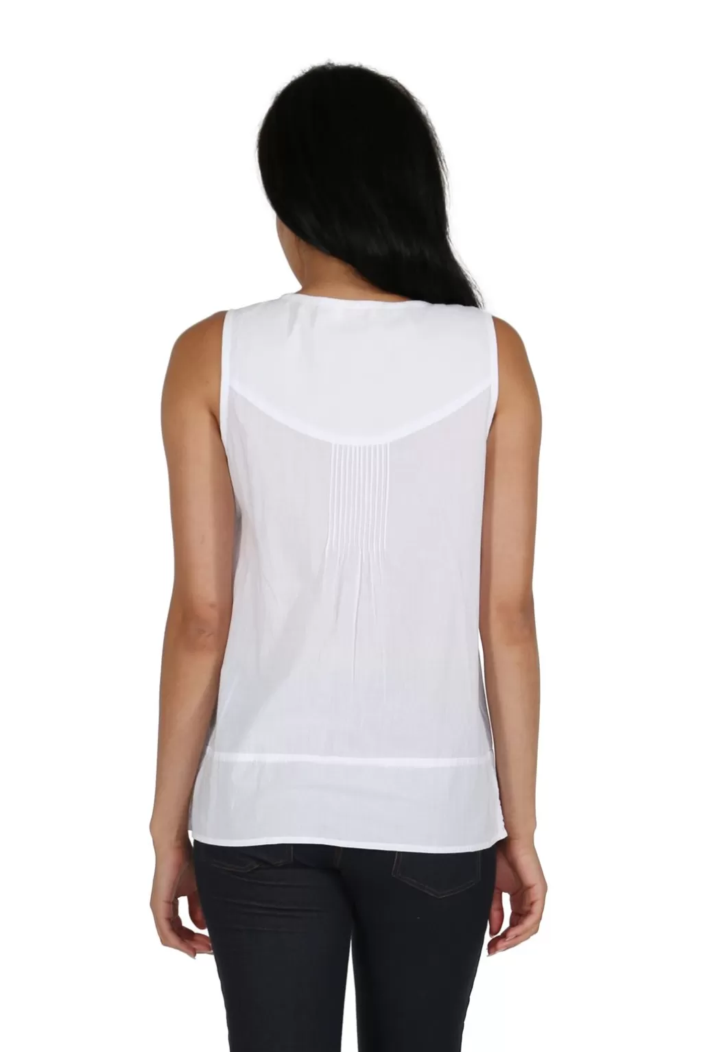 La Cera™ La Cera White Embroidered Sleeveless Top