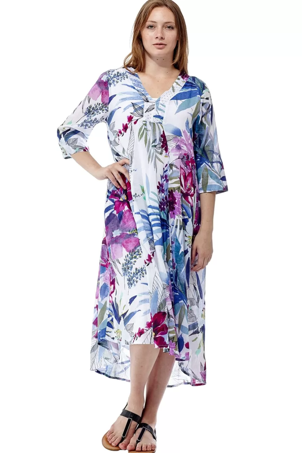 La Cera™ La Cera Women'S High-Low Printed Caftan
