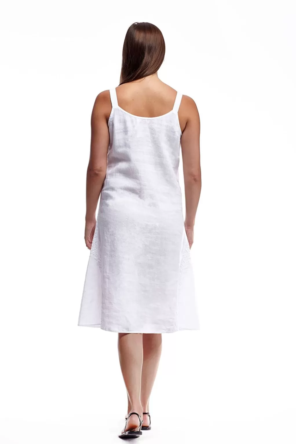 La Cera™ Linen Sleeveless Embroidered Dress