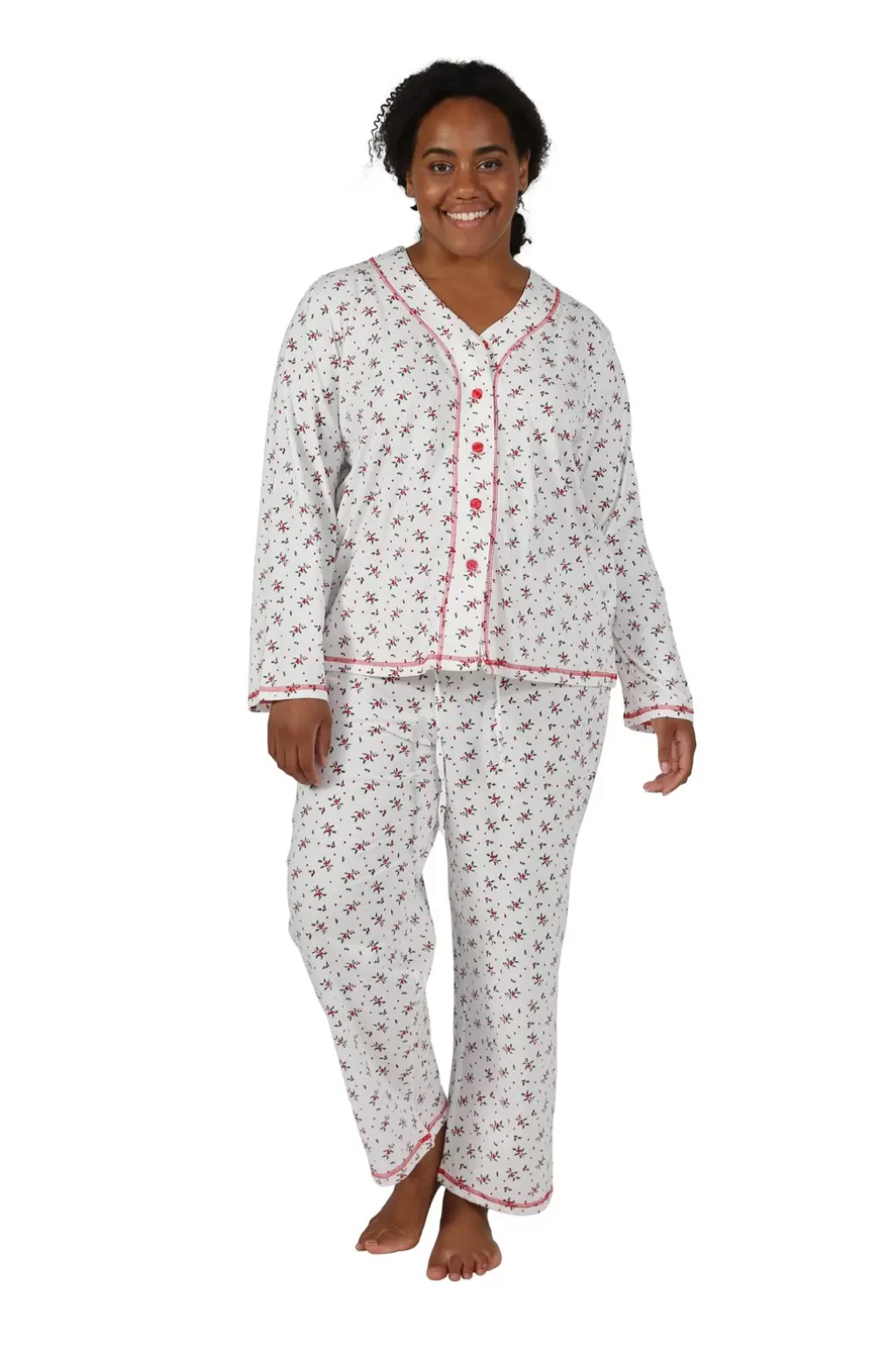 La Cera™ Long Sleeve Mistletoe Plus Size Pj Set