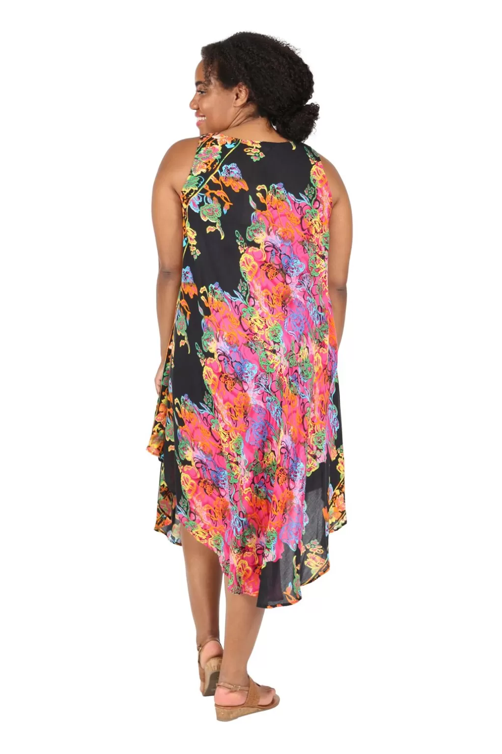 La Cera™ Multi Print Plus Size Handkerchief Dress
