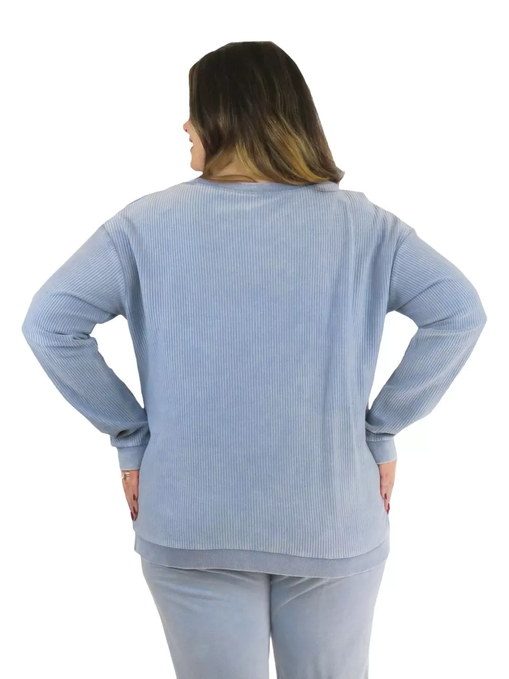 La Cera™ Ottoman Rib Knit Long Sleeve Top- Plus Size