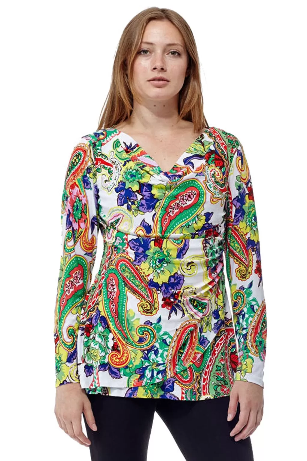 La Cera™ Paisley Printed Wrap Tunic