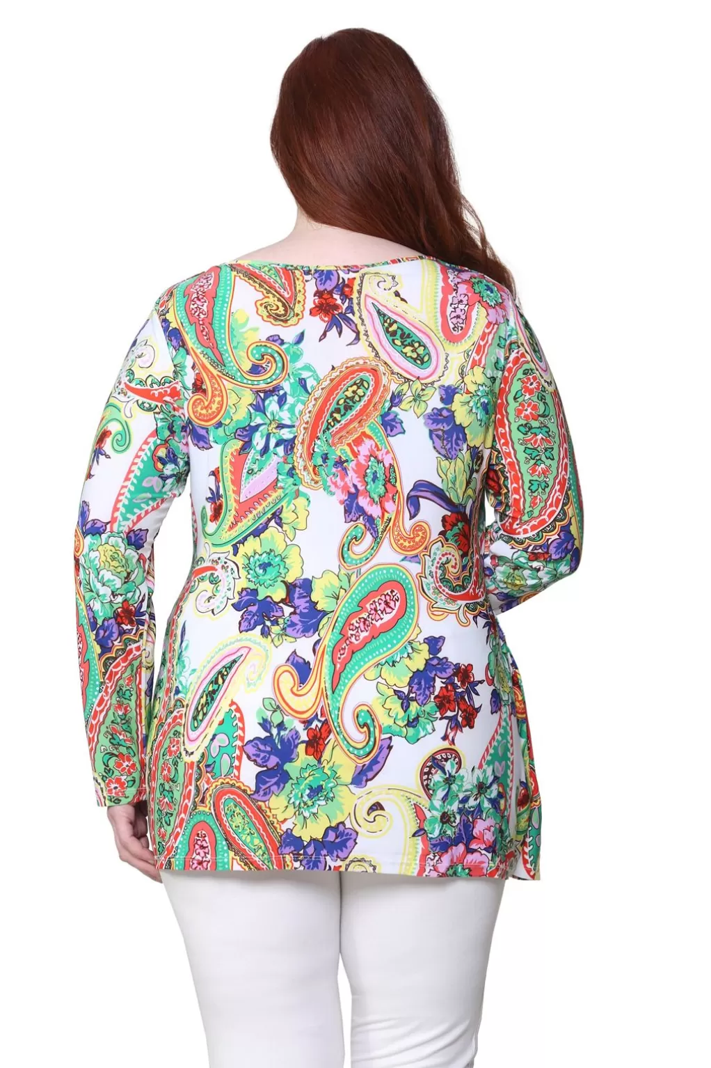 La Cera™ Paisley Printed Wrap Tunic - Plus Size