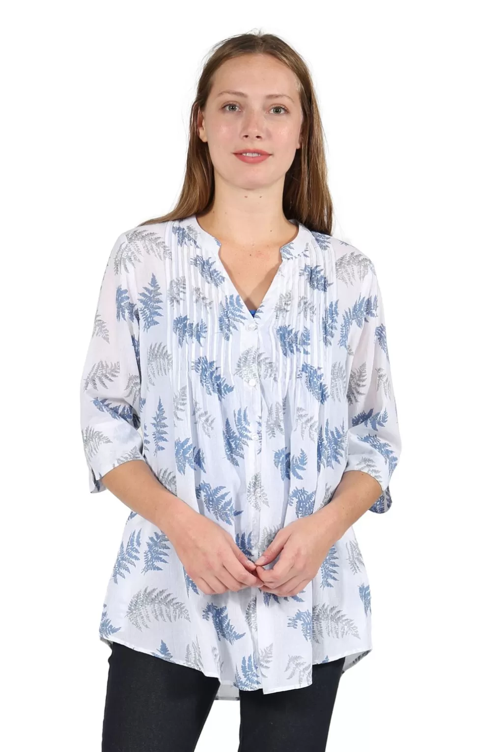La Cera™ Pleat Front Printed Cotton Top