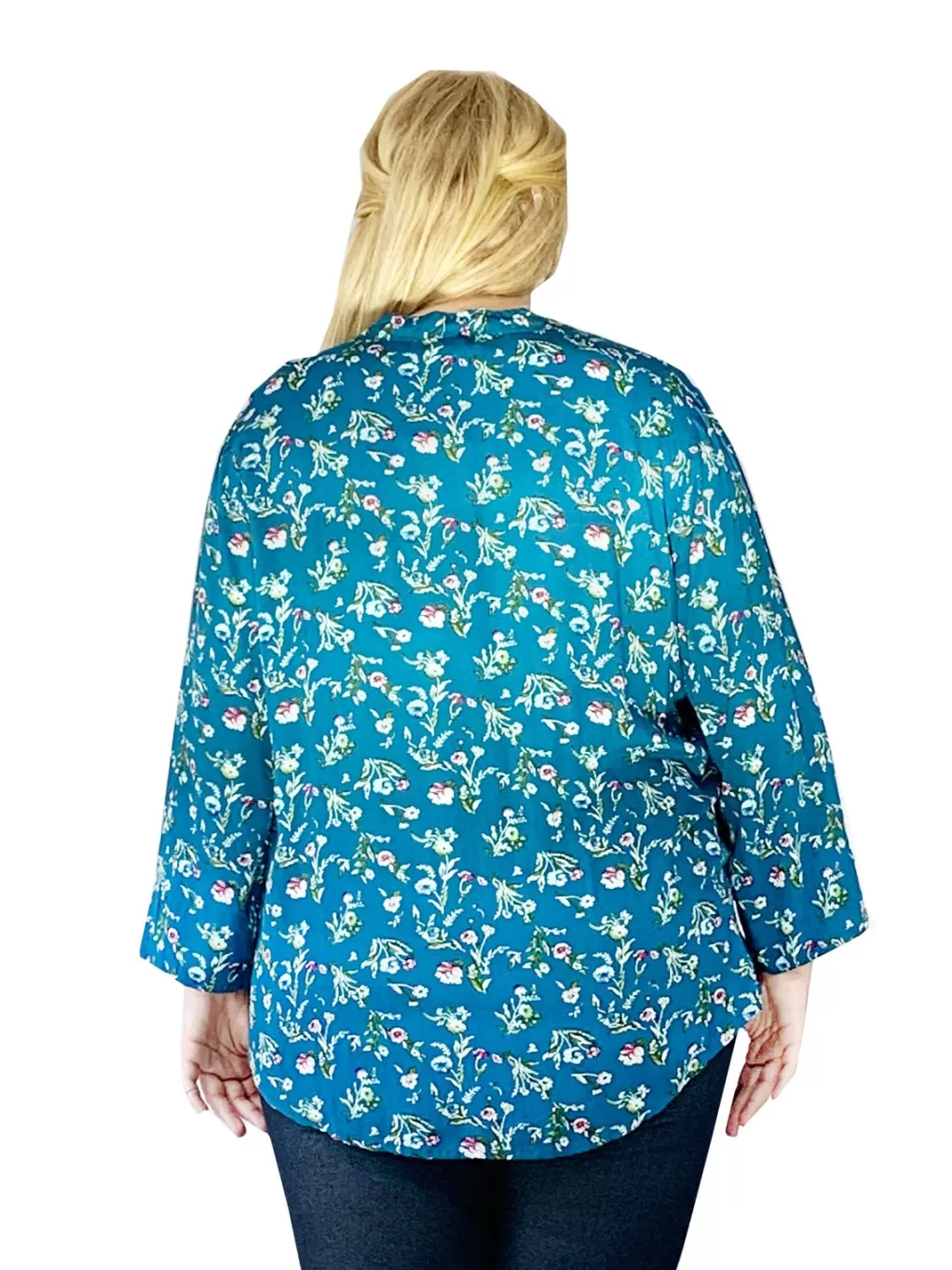La Cera™ Pleat Front Printed Rayon Top - Plus Size