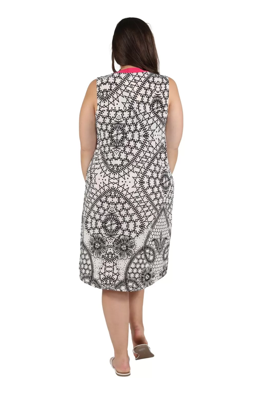 La Cera™ Pleat Front Sleeveless Abstract Print Dress - Plus Size