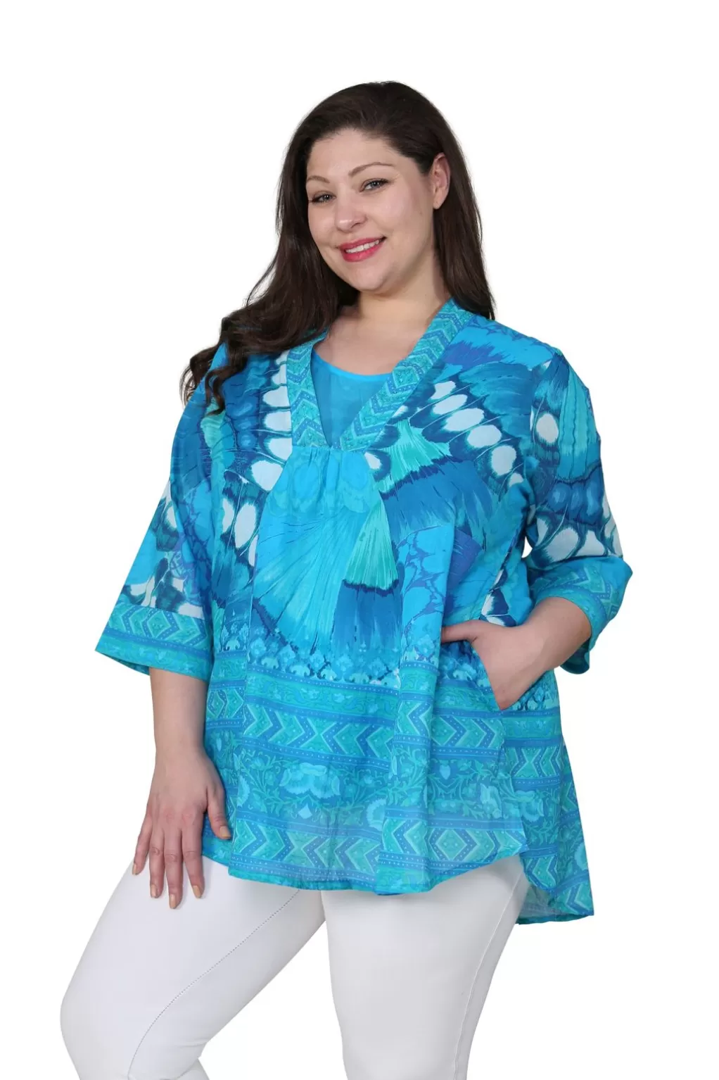 La Cera™ Plus Size Butterfly Wing Flyaway Top