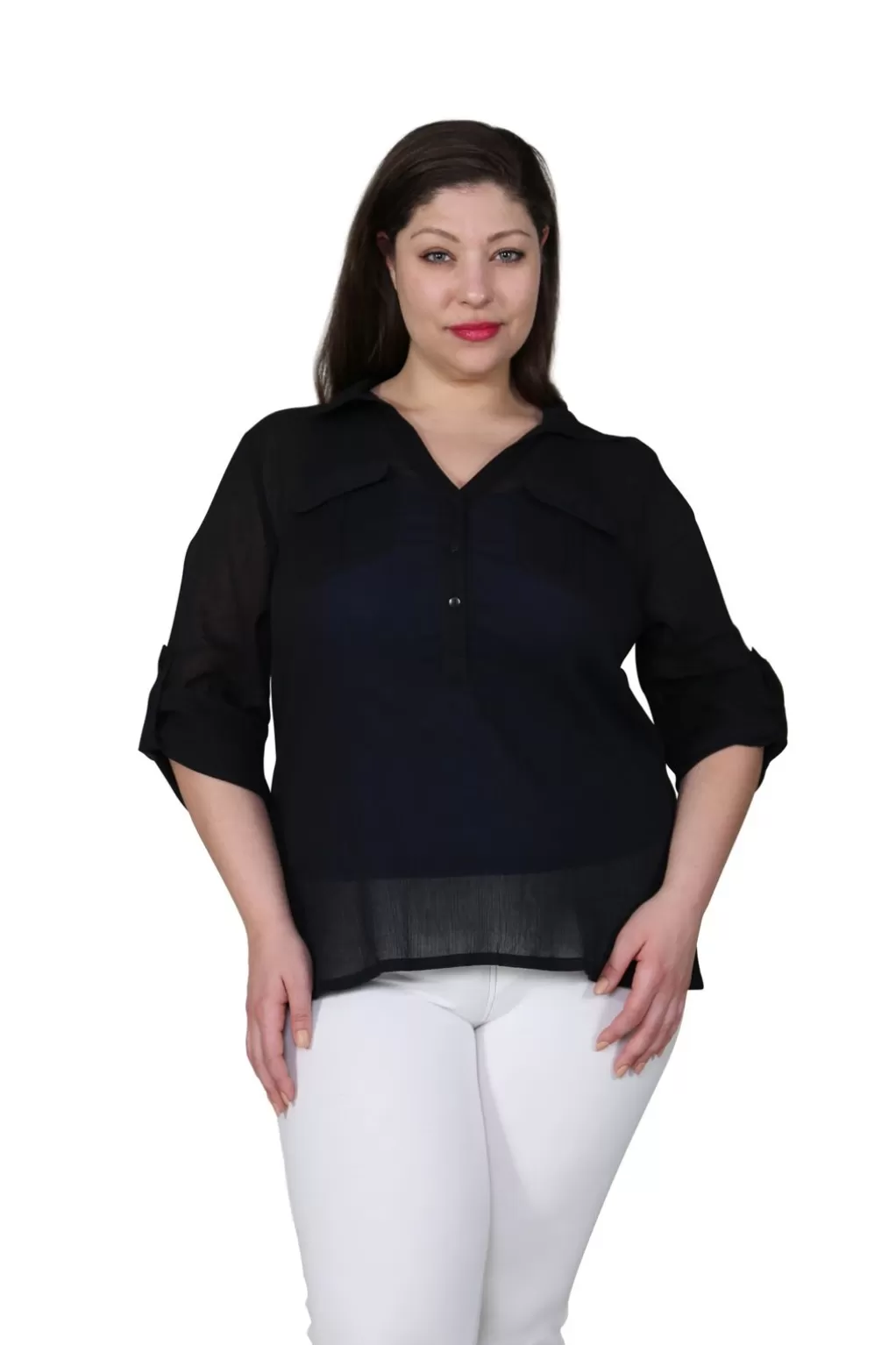 La Cera™ Plus Size Cotton Gauze Camp Shirt