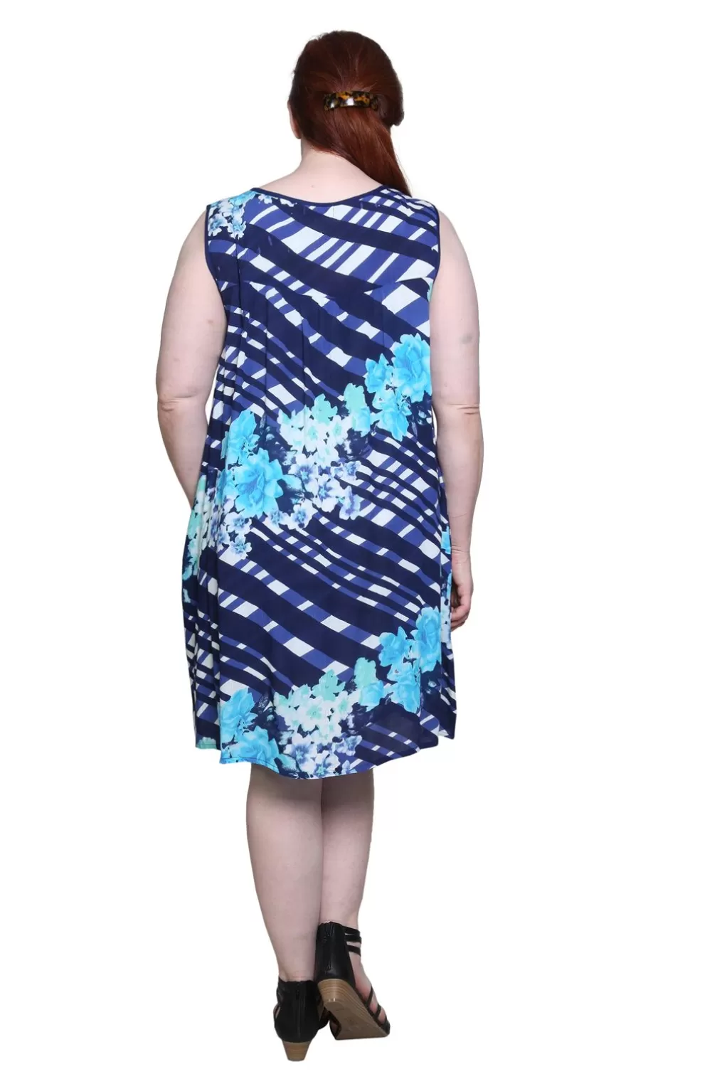 La Cera™ Plus Size Crochet Yoke Geometrical Print Dress