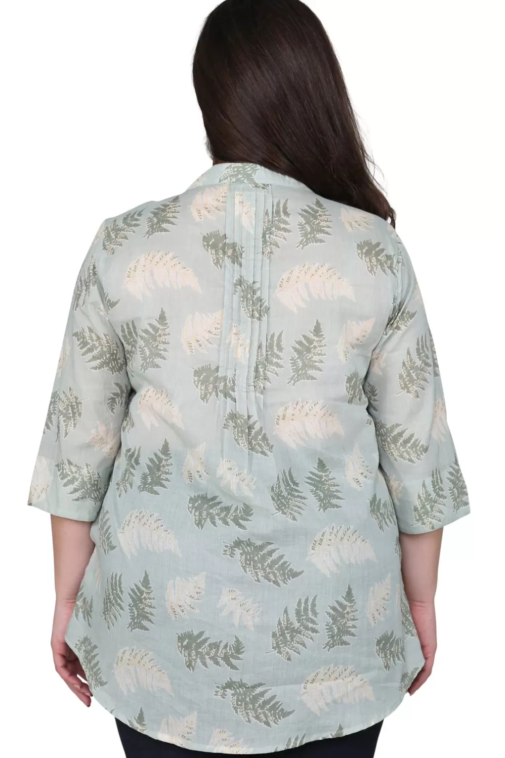 La Cera™ Plus Size Fern Print Release Print Tunic