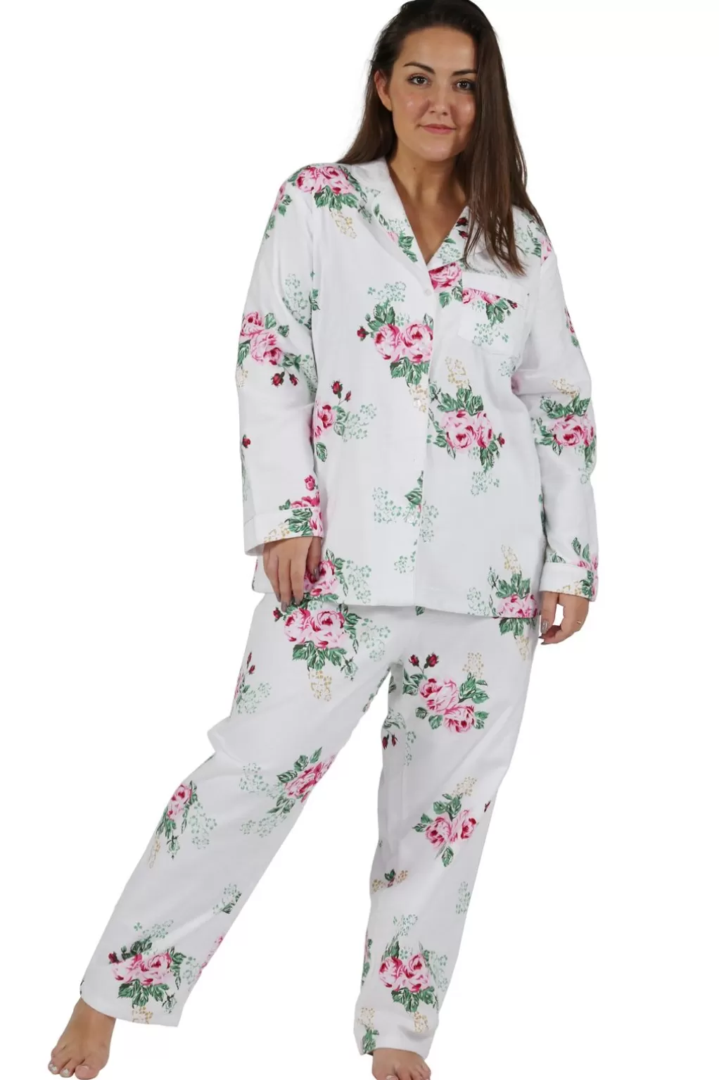La Cera™ Plus Size Flannel Print Pajama Set