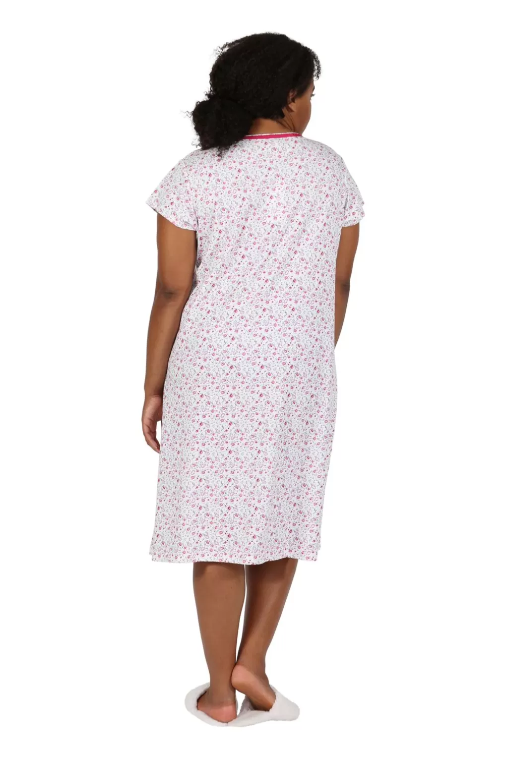 La Cera™ Plus Size Floral Knit Sleep Shirt