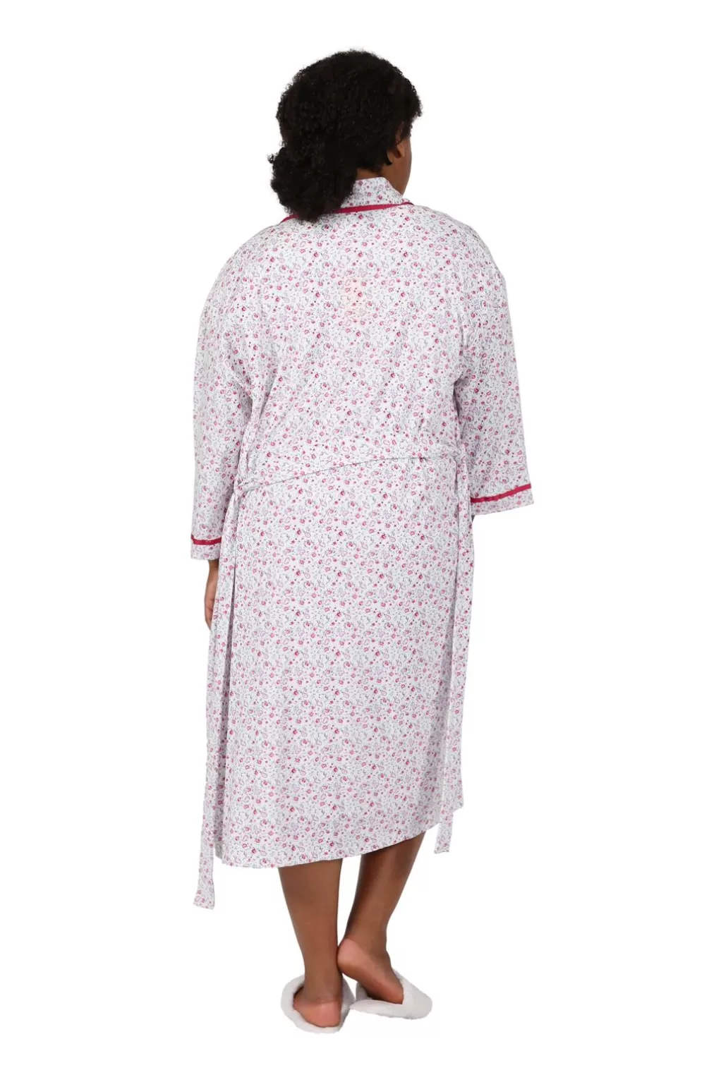 La Cera™ Plus Size Floral Print Knit Robe