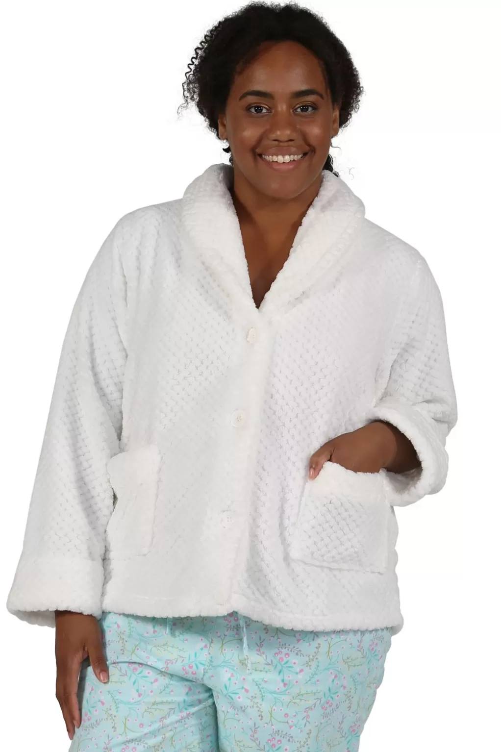 La Cera™ Plus Size Honeycomb Fleece Bed Jacket