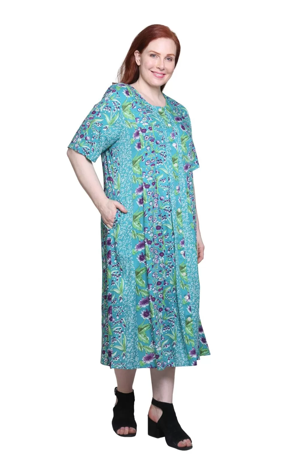 La Cera™ Plus Size La Cera Button Front Short Sleeve Dress