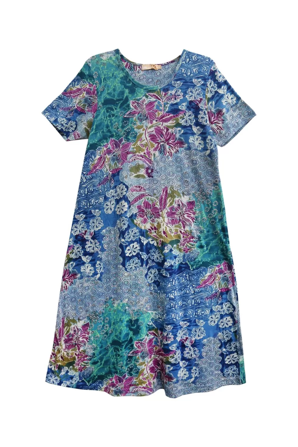 La Cera™ Plus Size La Cera Cotton Floral Jersey Knit A-Line Dress