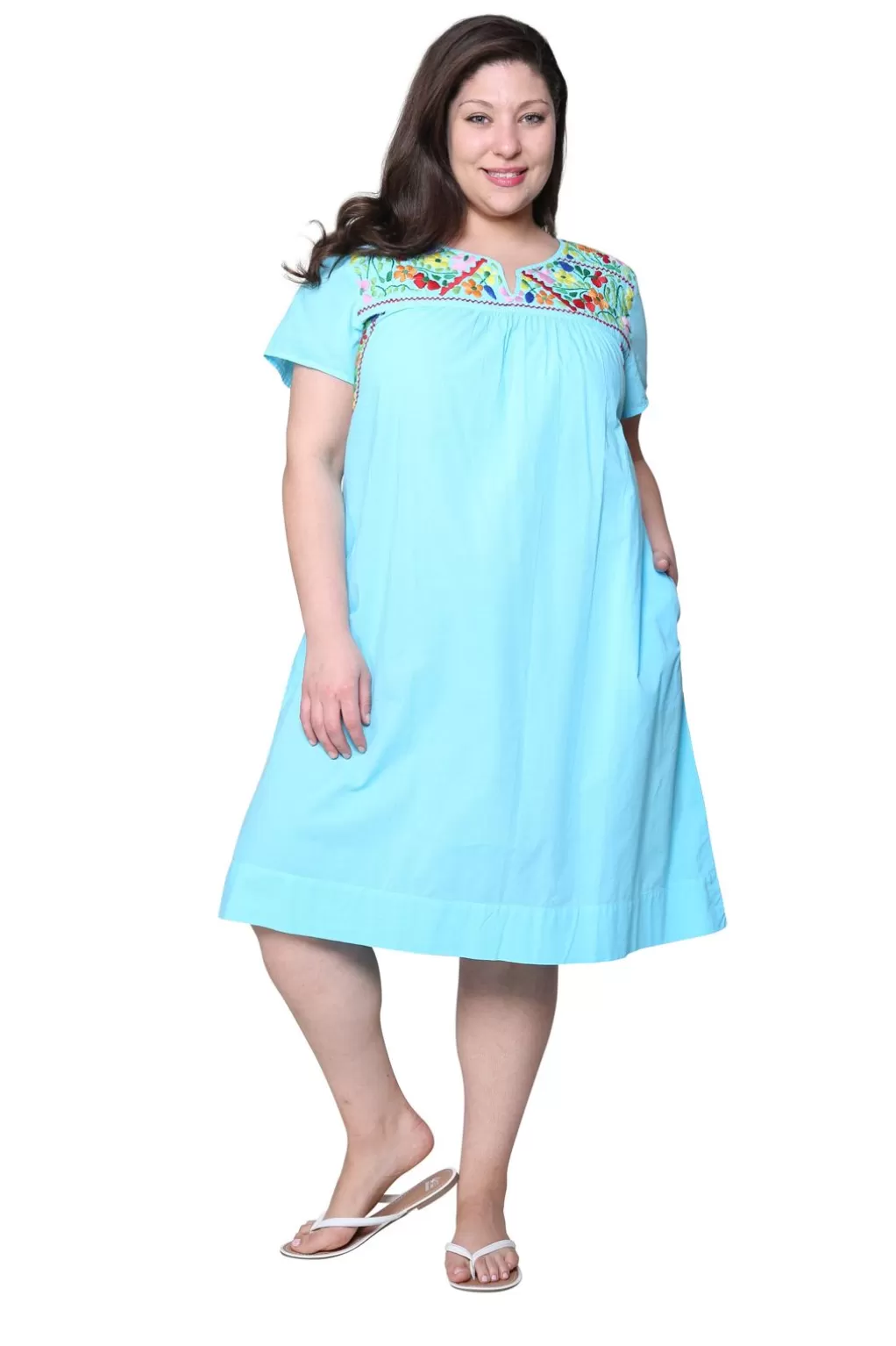 La Cera™ Plus Size La Cera Embroide Short Sleeve Dress