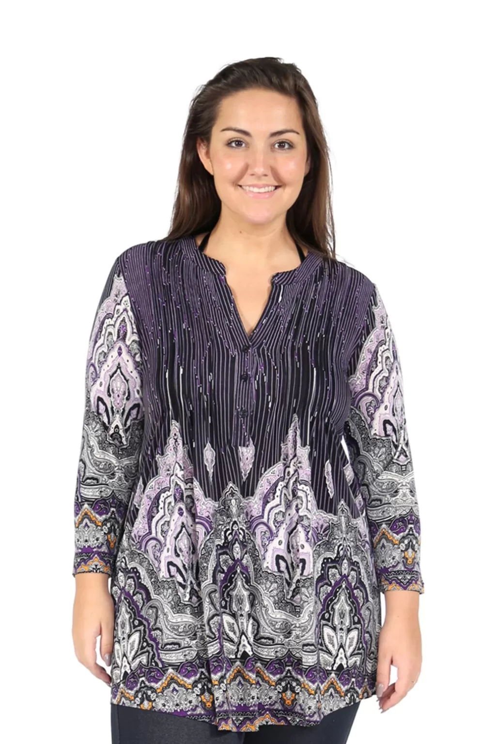 La Cera™ Plus Size La Cera Empire Paisley Print Tunic