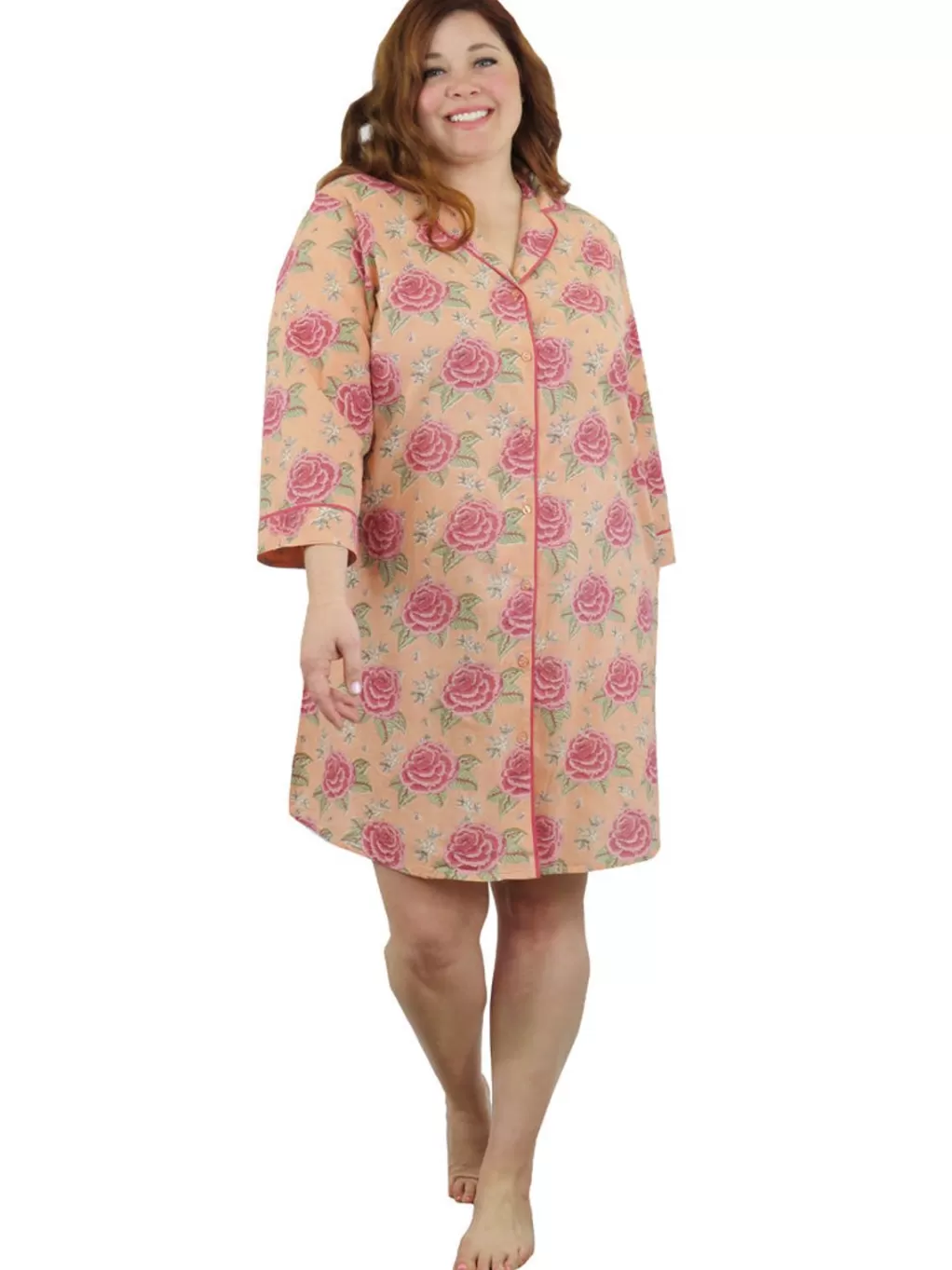 La Cera™ Plus Size La Cera Long Sleeve Nightshirt