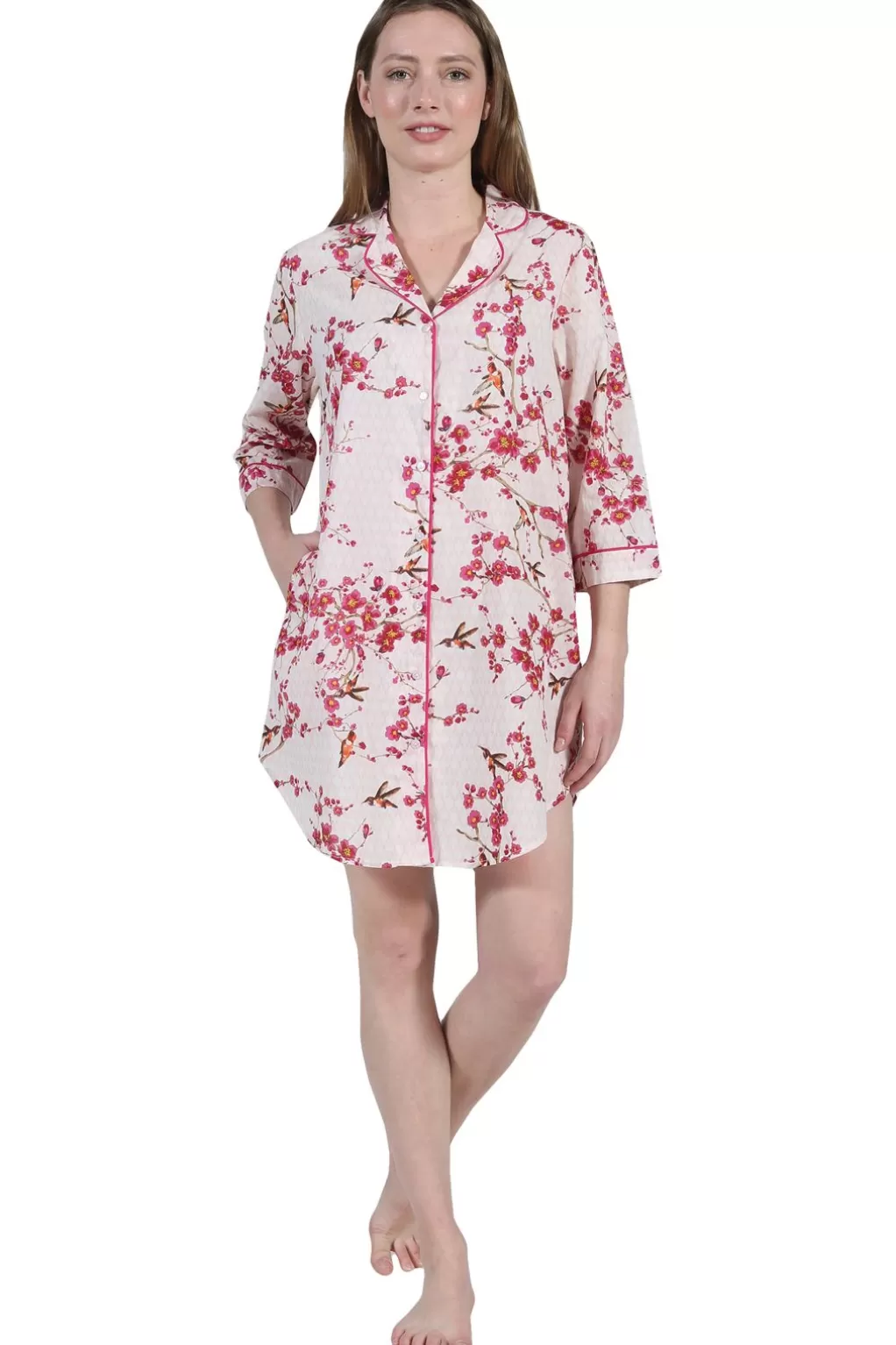La Cera™ Plus Size La Cera Long Sleeve Nightshirt