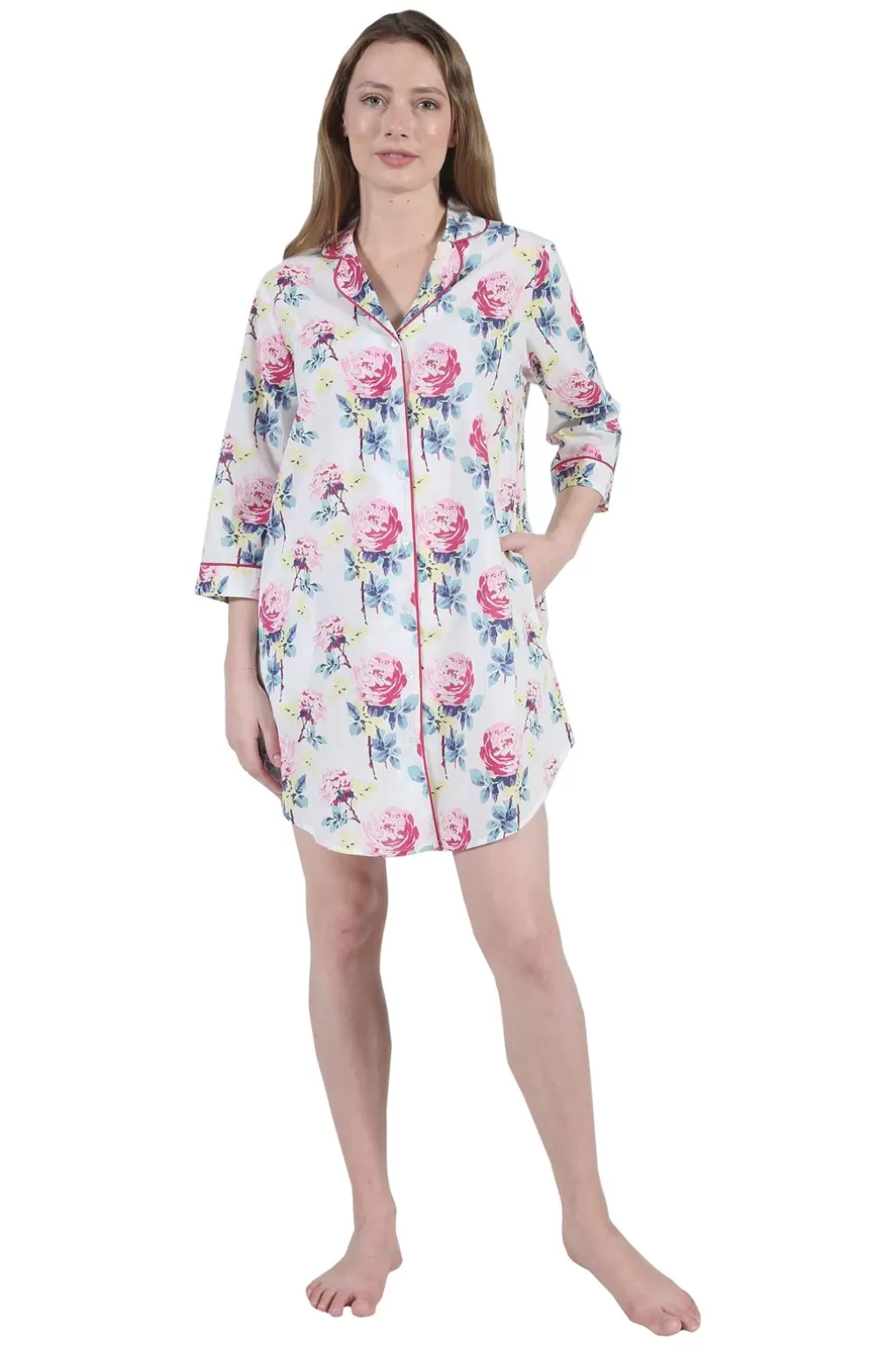 La Cera™ Plus Size La Cera Long Sleeve Nightshirt