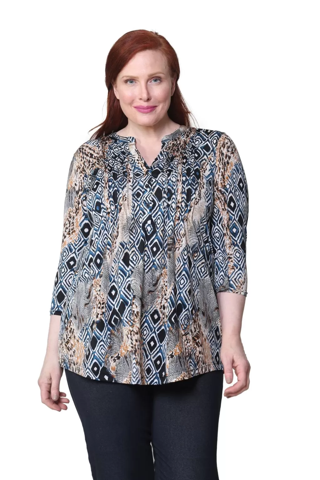 La Cera™ Plus Size La Cera Malabar Batik Print Tunic