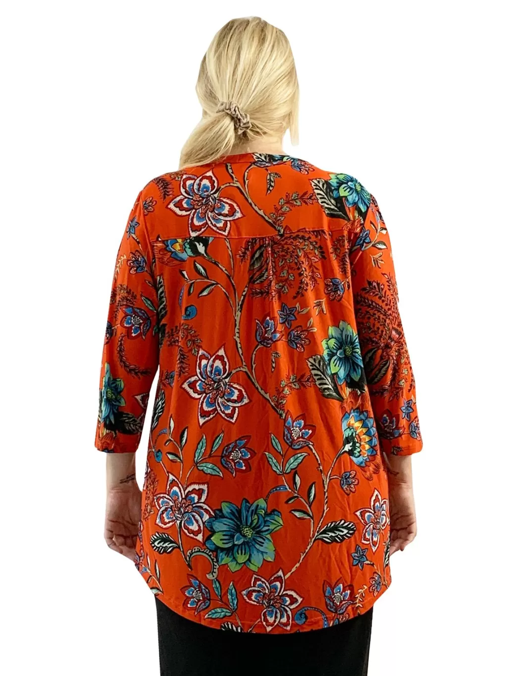 La Cera™ Plus Size La Cera Mandarin Floral Print Tunic