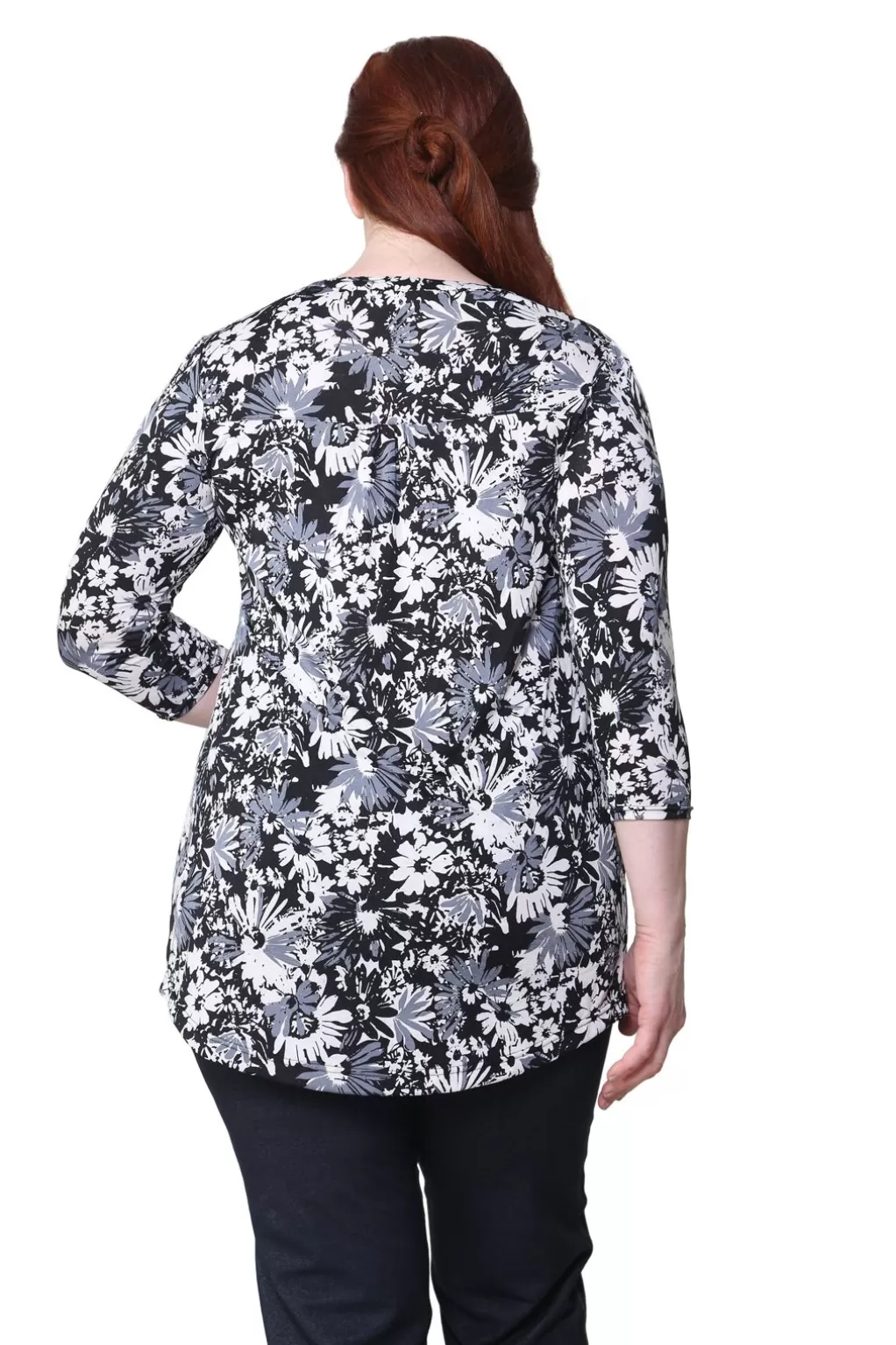 La Cera™ Plus Size La Cera Midnight Blooms Print Tunic