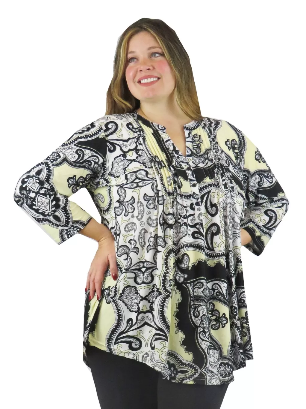 La Cera™ Plus Size La Cera Park Paisley Print Tunic