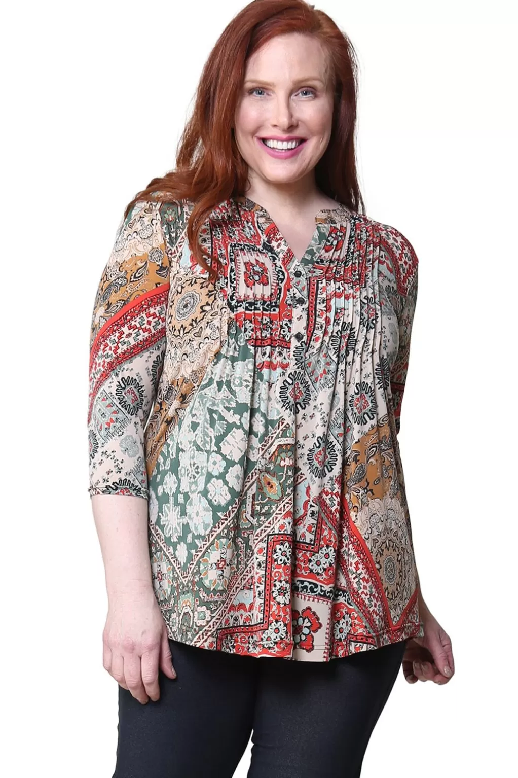 La Cera™ Plus Size La Cera Persian Paisley Print Tunic