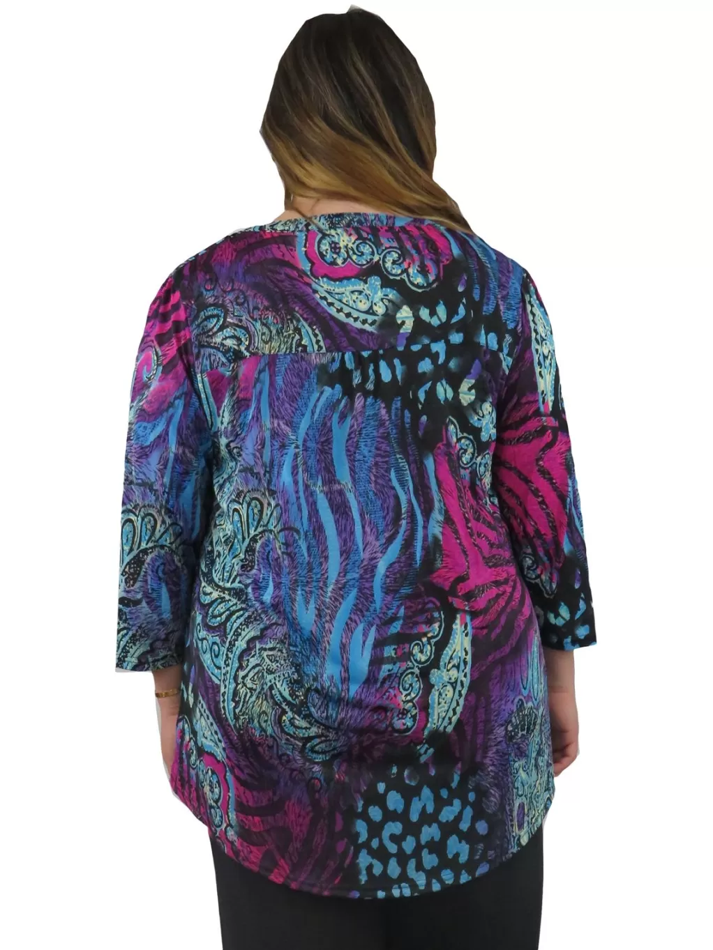 La Cera™ Plus Size La Cera Pleat Front Printed Tunic