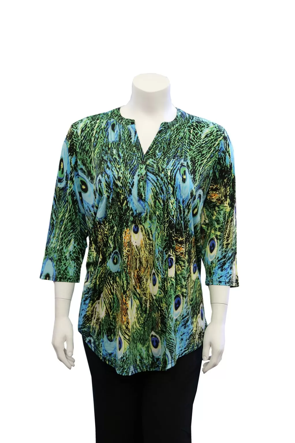 La Cera™ Plus Size La Cera Pleat Front Printed Tunic